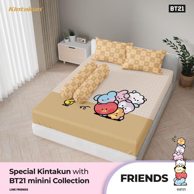 Kintakun Dluxe BT21 Sprei Fitted 160X200/180X200 Tinggi 25 cm Sprei Queen/King Size Chimmy Cooky Koya Mang RJ Serene Shooky Tata Together Whimsy BT21 2