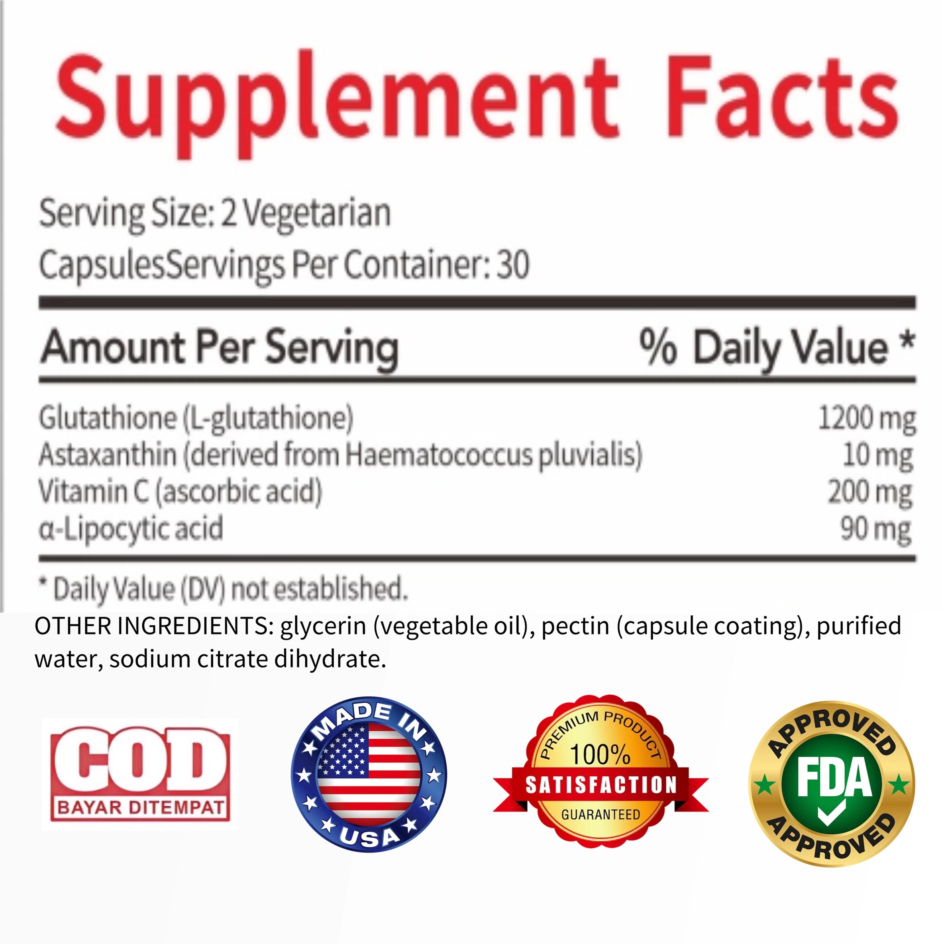 Astaxanthin + Glutathione Spesial Ramadan, Firms skin, fades dark spots, and delays aging. 60 capsules