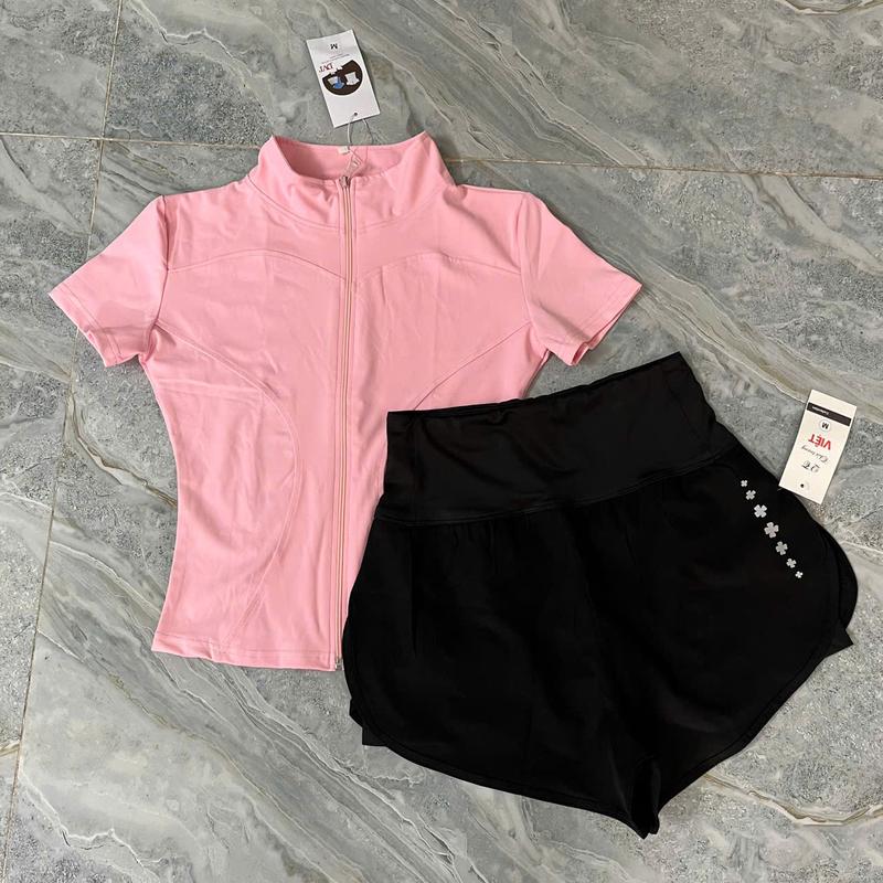 Bộ áo khoá dài quần túi khóa kéo tập gym, chạy bộ, chơi cầu lông cho nữ vải thun co giãn 4 chiều thoáng mát