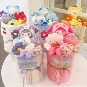Boneka Buket Boneka Bouquet Doll Cinamonroll Lotso Melody Kuromi 40 Cm Free Paperbag Led Dolls Desain Cantik Bahan Pluche Berkualitas Ukuran Ideal