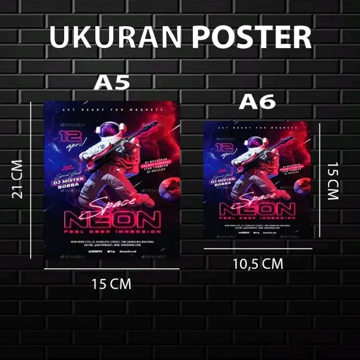 [24PCS] poster dinding neon blue A6 fre buble warp 5