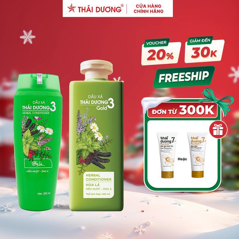Combo Bộ dầu gội xả Thái Dương 3 Hoa Lá chai 500ml Gold 200ml - Sao Thái Dương Dưỡng Tóc