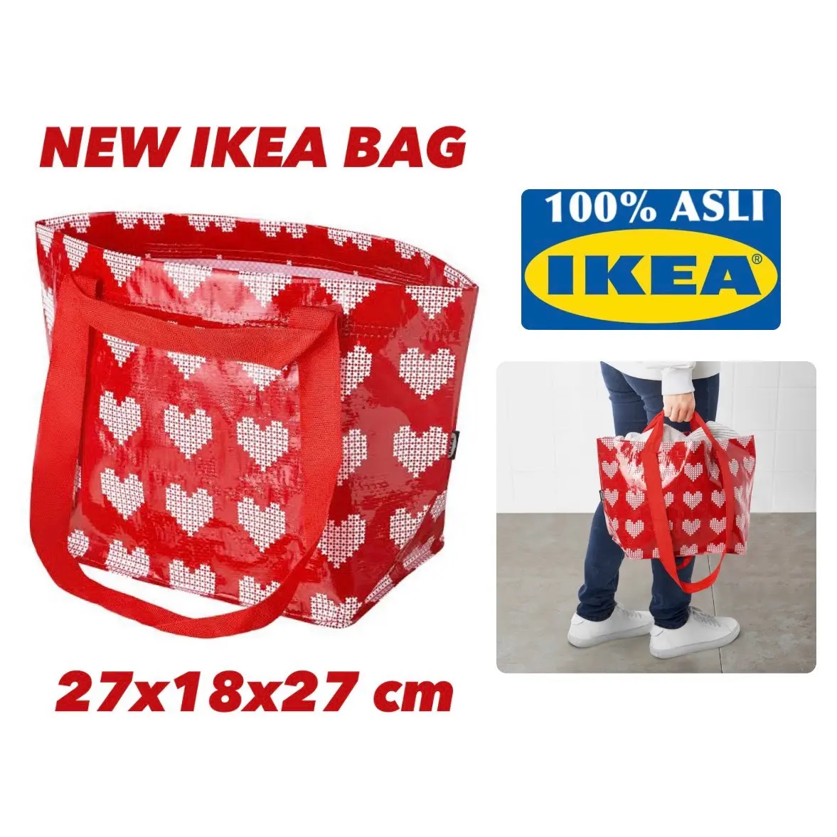 Tas Kantong Belanja IKEA Merah Hati (Limited Edition)