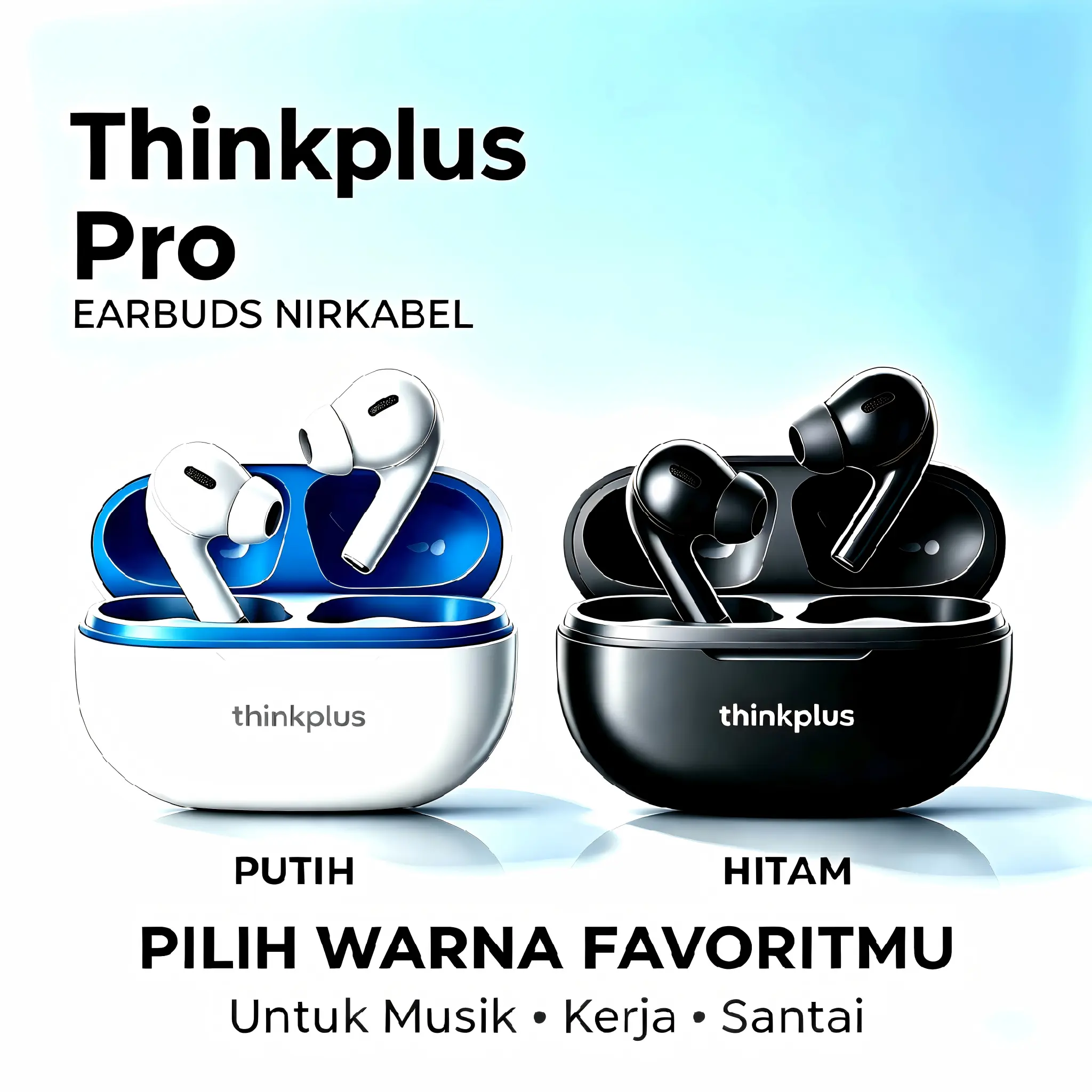 Thinkplus Pro Headphone Nirkabel Earphone Bluetooth  Headset Tahan Air Dengan Mikrofon untuk Xiaomi iPhone Android Earbuds Jarak Transmisi 10m Baterai Ultra Panjang
