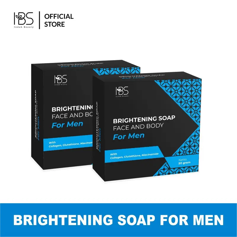 IBS Brightening Soap For Men (Hitam 2pcs) Sabun Mandi Perawatan Wajah & Tubuh Mencerahkan Kulit Berjerawat Berminyak Kusam dengan Glutathione & Niacinamide