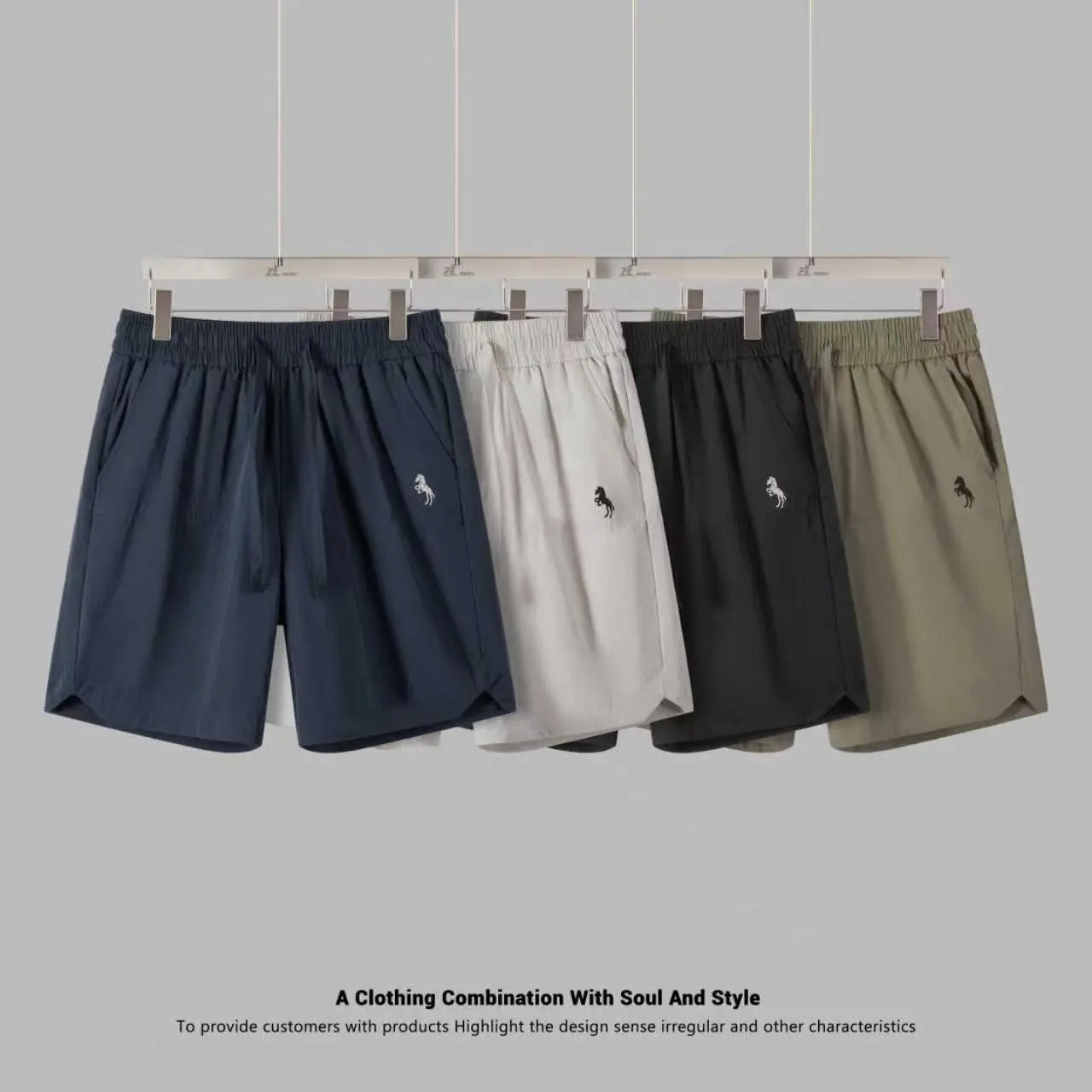 Celana Pendek Santai Pria Bahan Cepat Kering Ringan Bernapas Model Baru Gaya Eropa Potongan Longgar Pinggang Elastis Gaya Outdoor Dengan Hiasan Bordir