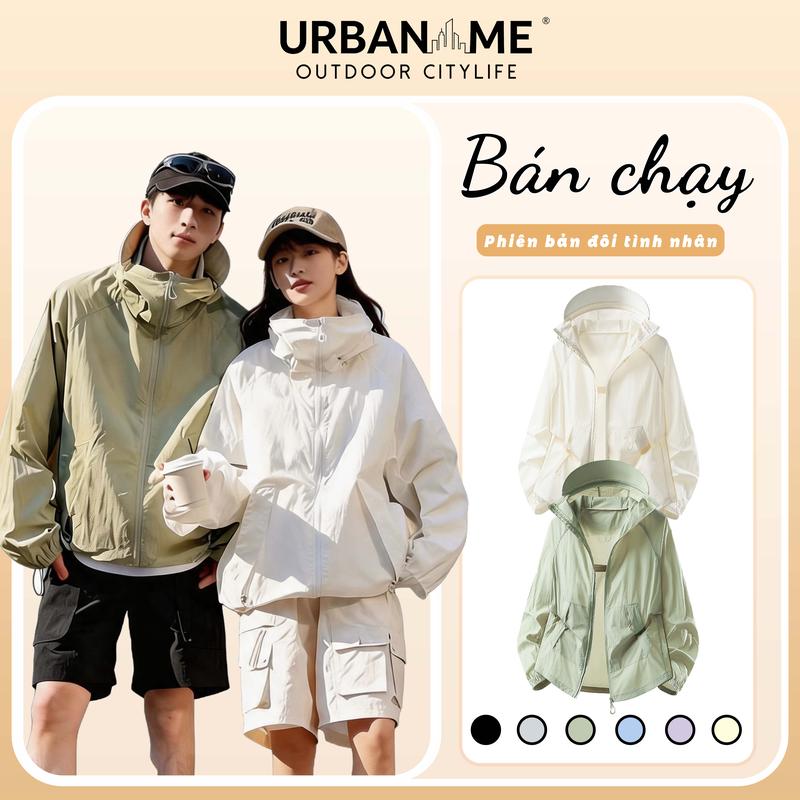 URBANME | Áo chống nắng có mũ trùm đầu, nhẹ và thoáng khí với vành mũ có thể tháo rời, tấm che mặt thoáng khí, chất liệu nhẹ, thoáng khí và mát mẻ, chỉ số chống tia UV UPF50