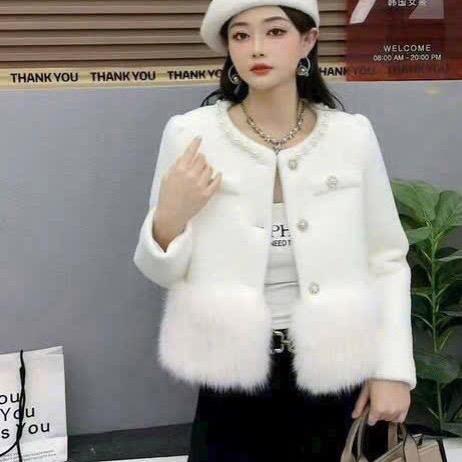 ÁO DẠ LÔNG VIỀN NGỌC CÓ PHA LÔNG 811 giành cho nữ ML 601