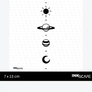 Inkscape Man Semi-permanent Tattoo Bulan Matahari Planet 7 x 13 cm - W10
