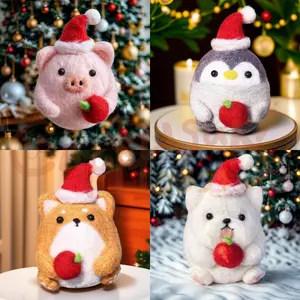 DIY Needle Wool Felt Craft Kit - Wool Felting Cute Animal Christmas Series | Hampers Natal