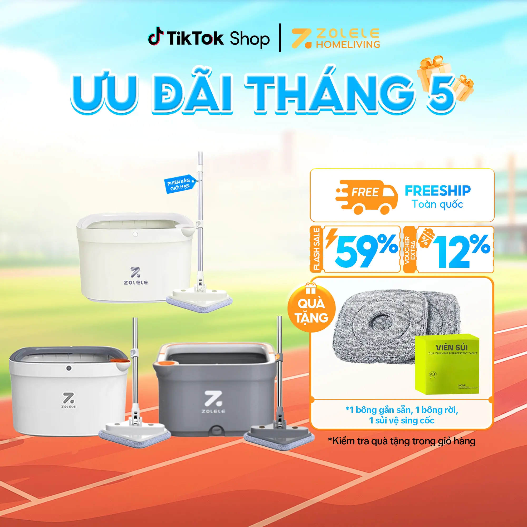 [LIVESTREAM] Cây Lau Nhà Tự Vắt Thông Minh 360 Độ, 2 Ngăn Tách Riêng Nước Bẩn ZOLELE M16 Giúp Lau Sàn Làm Sạch