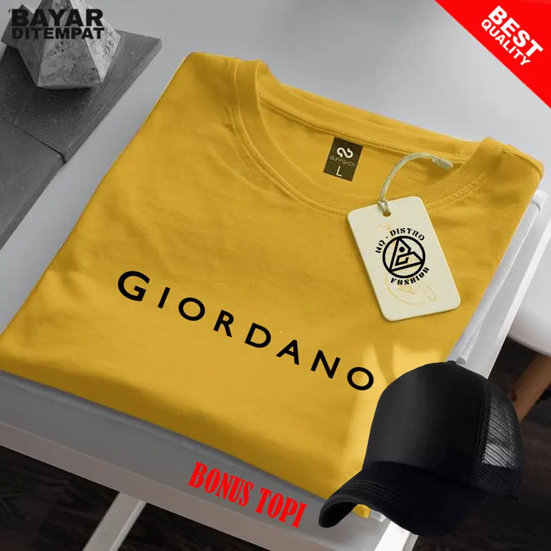 COD BONUS TOPI Baju Kaos GRDN text hitam /Baju Kaos Pria Lengan Pendek / TShirt Distro Cotton Combed 30s Premium 2