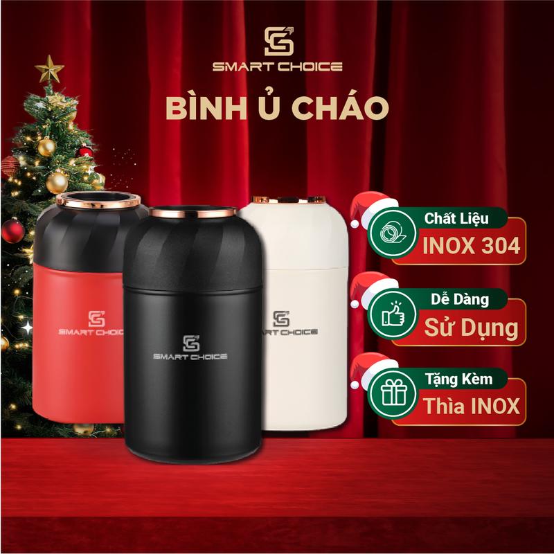  Bình Ủ Cháo SMARTCHOICE 1050mL Hộp Giữ Nhiệt Đựng Cháo Cho Bé Giữ Nhiệt Đến 12h Cao Cấp 1050ml Kem Muỗng Inox SCG-PK016 