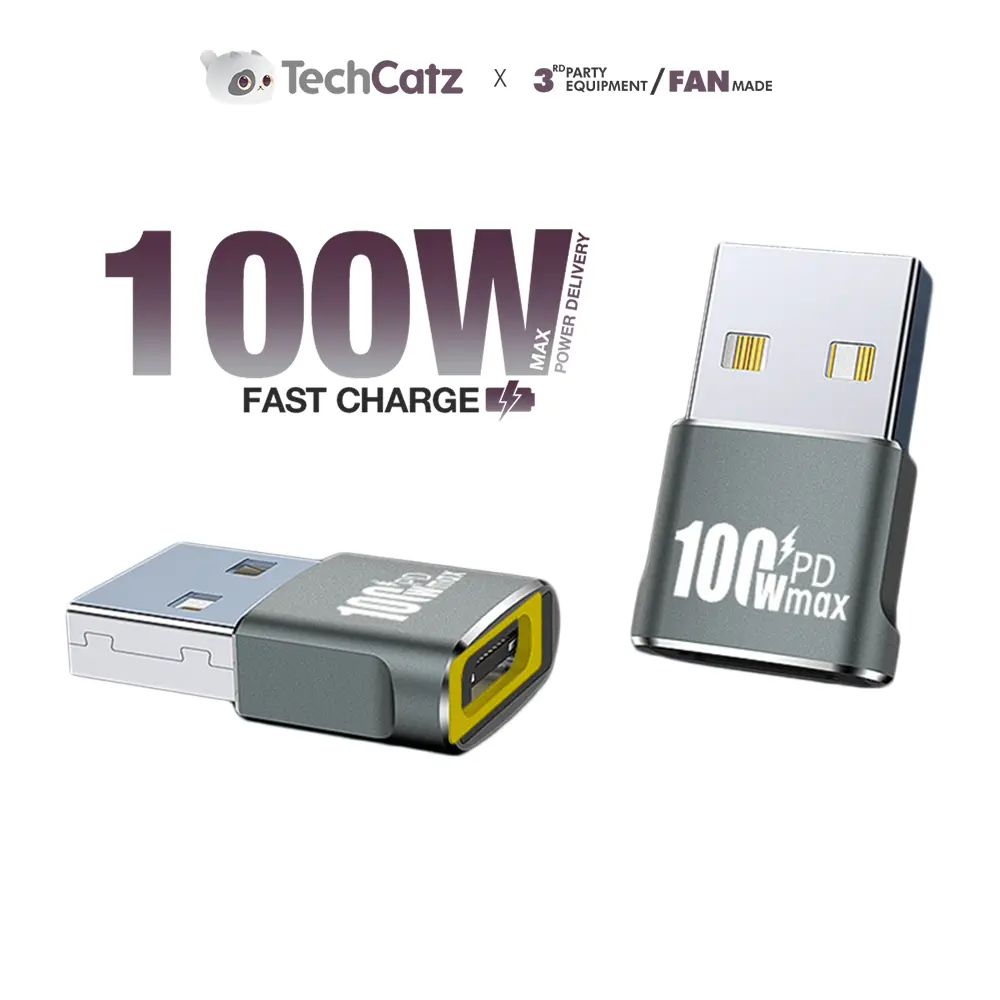 USB Male to Type-C Female Adapter up to PD100W Fast Charging Support USB3.1 Gen 1 Transmission Speed