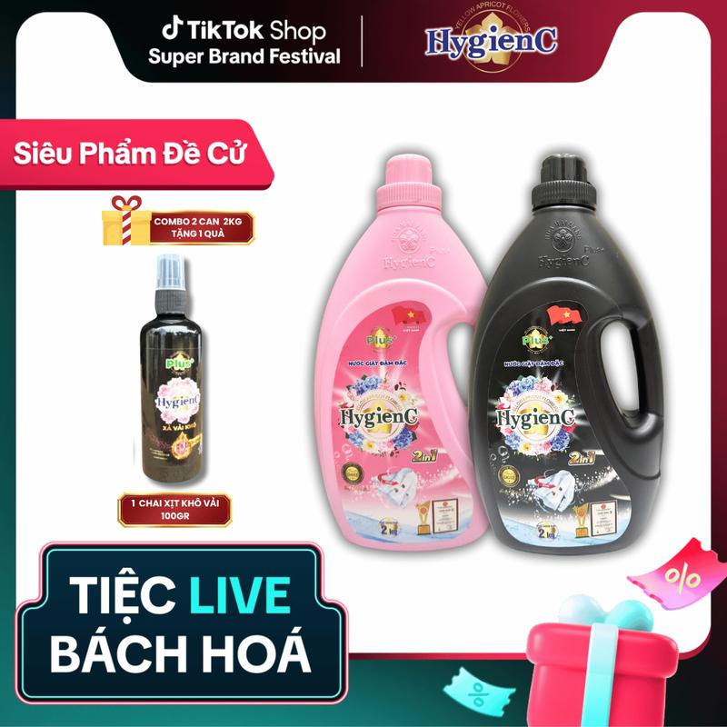 - Combo 4kg Nước giặt xả HygienC Plus (2kg/Can) thơm ngát, làm sạch - Hàng Viêt Nam sản xuất