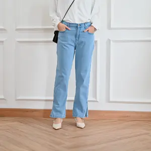 Marchemode Slit Jeans Denim Stretch Celana Panjang Nyaman  Wanita