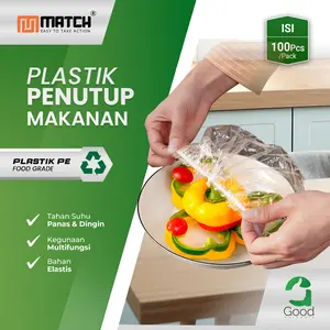 Match Plastik Bungkus Penutup Makanan Isi 100pcs Karet Pelindung Food Grade Anti Kotoran & Higenis 1 Pack