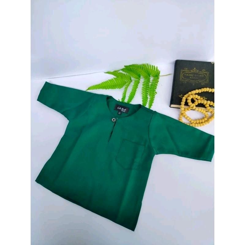 baju koko atasan anak bayi laki laki usia 1-6 tahun Abu Hijau Putih Hitam Merah Katun Toyobo Nyaman Kerah Muslim 3