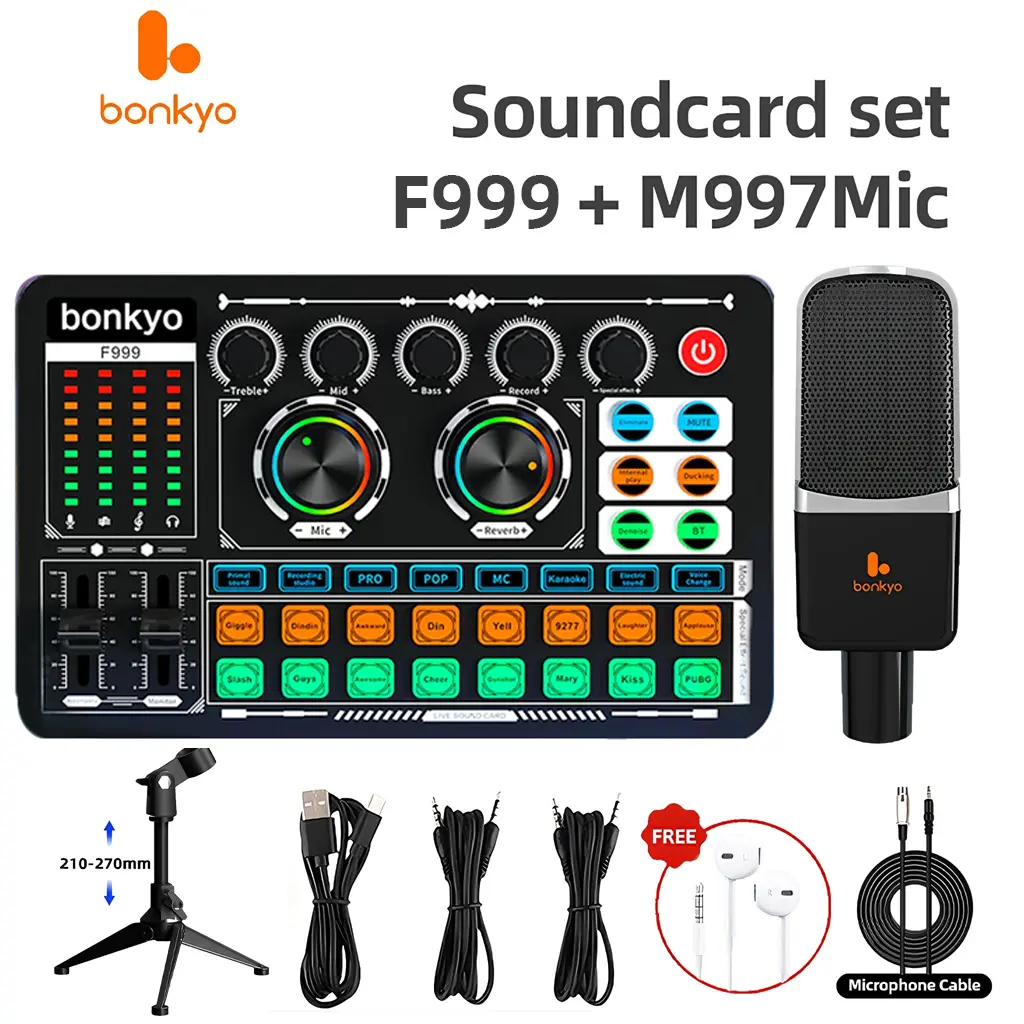 bonkyo F999 Sound Card + M997 Microphone combination set Bluetooth