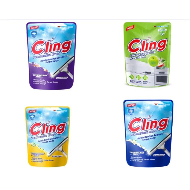 (2 Pcs)Cling Pembersih Kaca Refill 400ml - Cairan Pembersih Kaca - Ocean Fresh