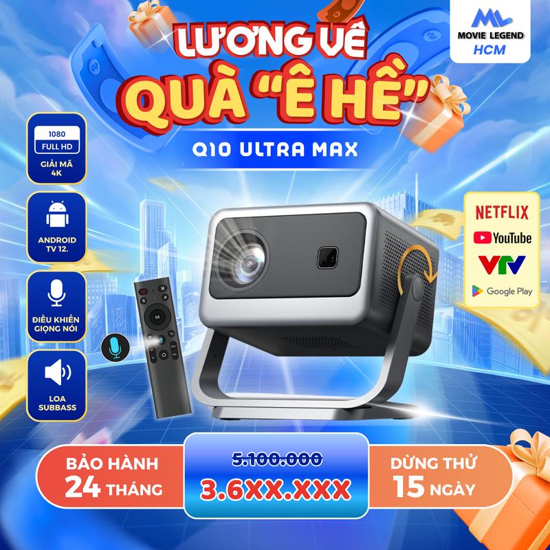   DON NGUYEN  FLASH SALE 24H  BẢO HÀNH 24 THÁNG  Máy Chiếu Q10 Ultra Max - Máy Chiếu Movie Legend Hỗ Trợ Full HD Hệ Điều Hành Android 12 Projector Bluetooth Kem Màn Hình SBF 
