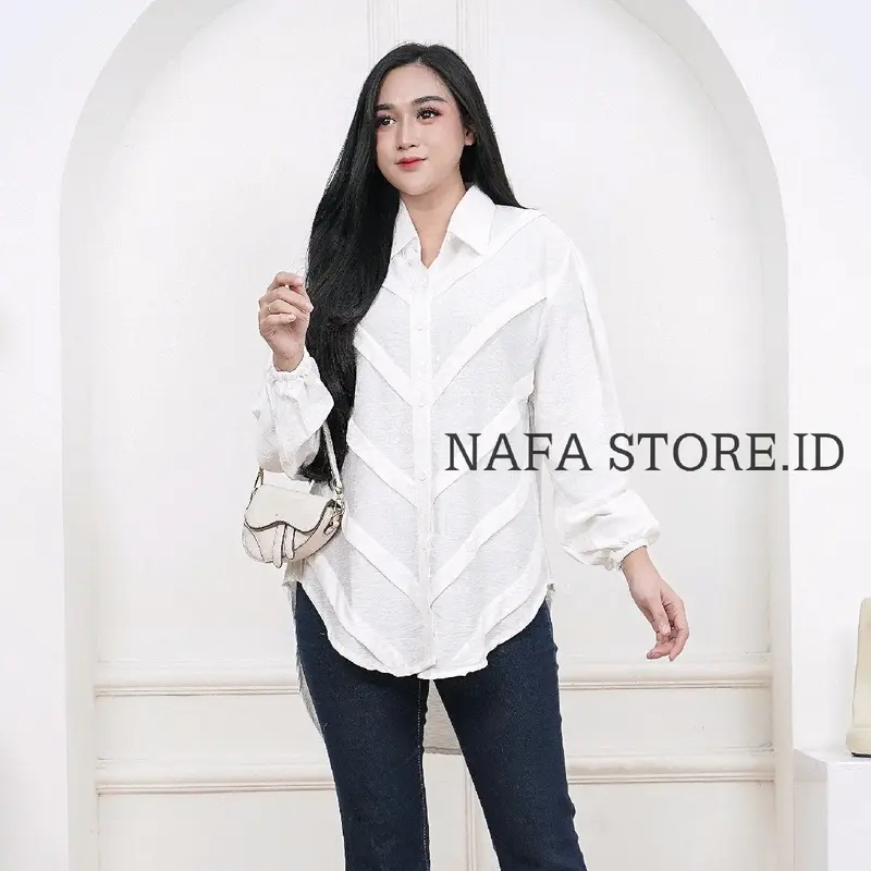 Medina Blouse Kemeja Polos Atasan Wanita Polo Linen 0