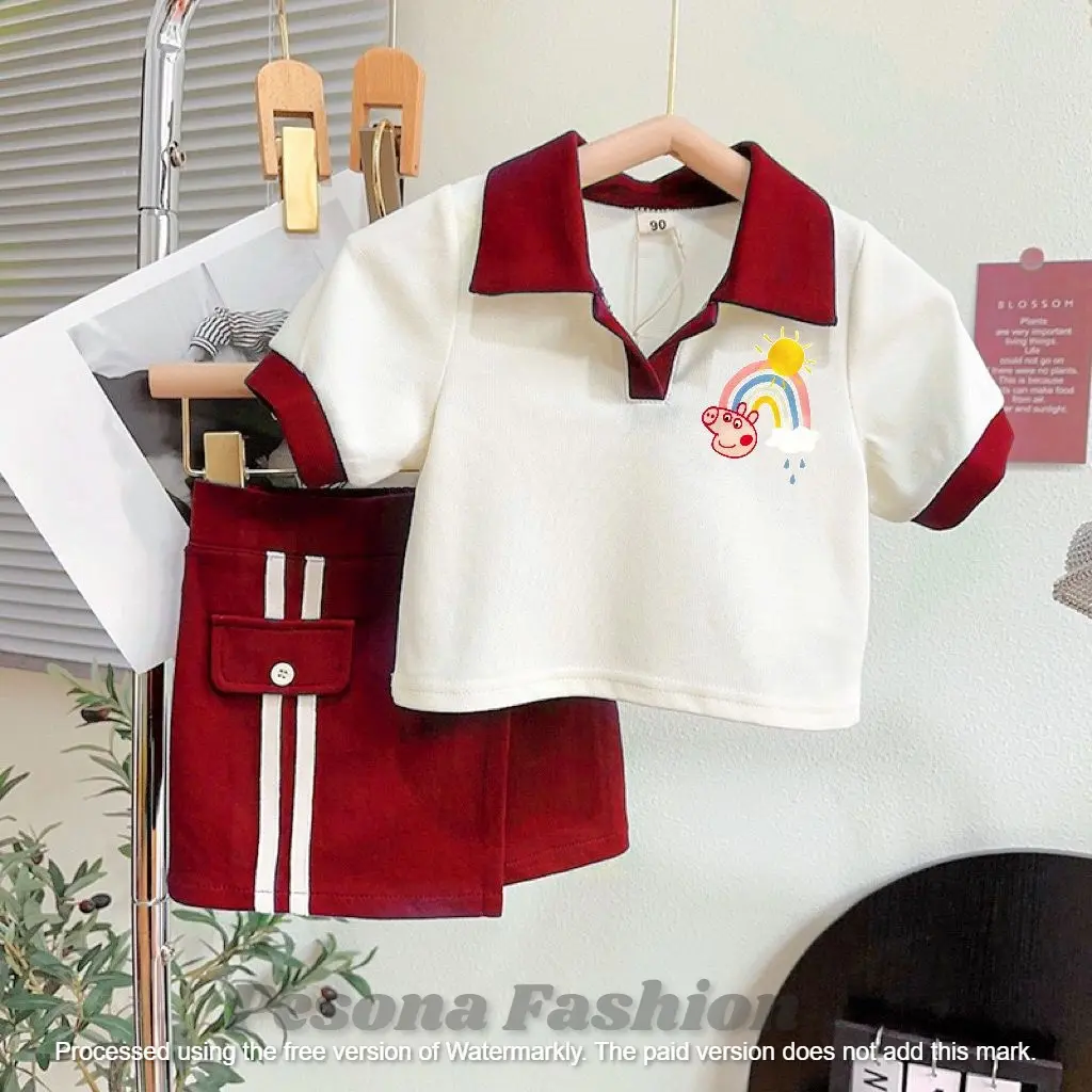 Setelan baju anak perempuan 1-6 tahun pelangi
