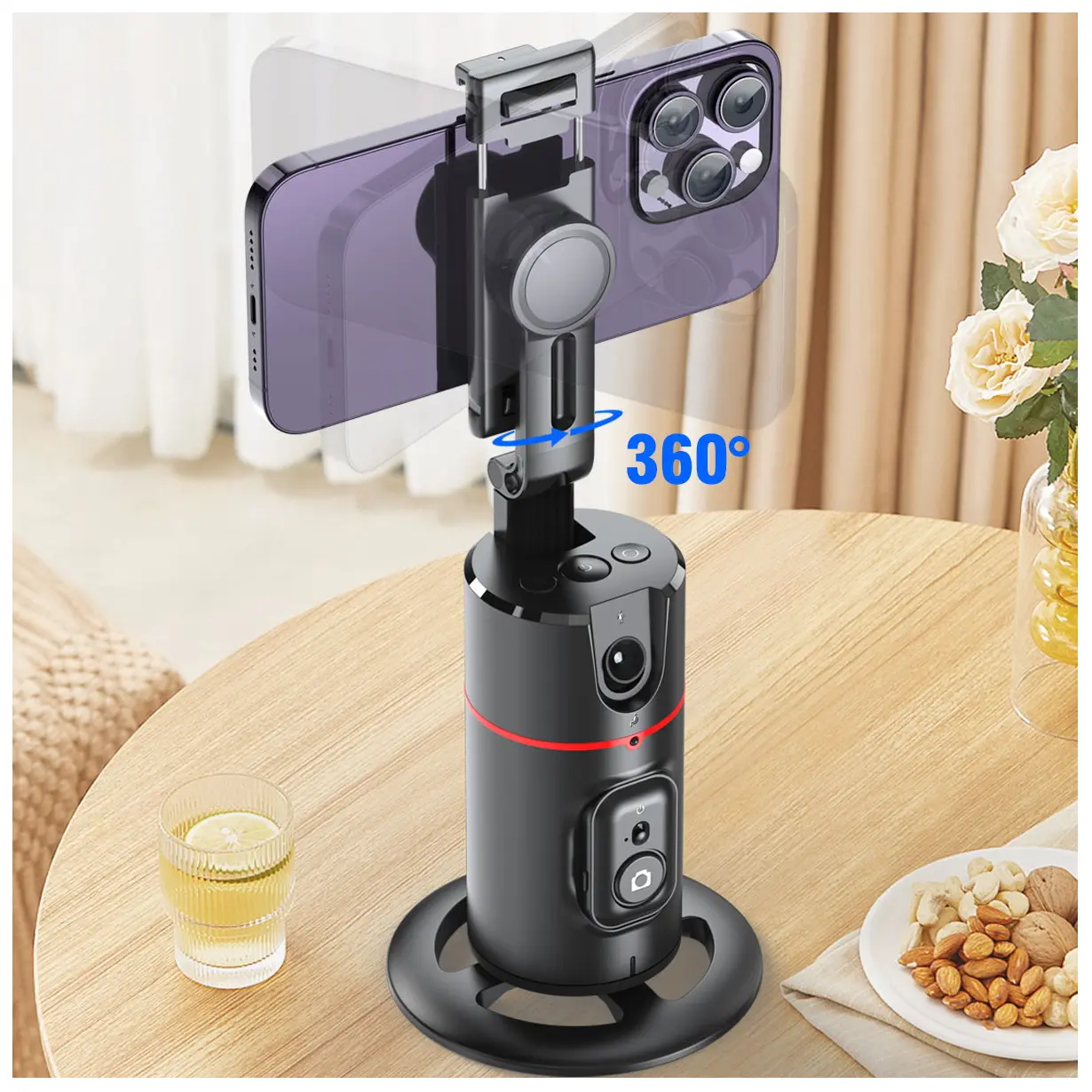 Selfie Stick with Stabilizer Auto Face Tracking Detachable Phone Clip Wireless Selfie Stick Tripod with Removable Fill Light Handheld Gimbal Stabilizer