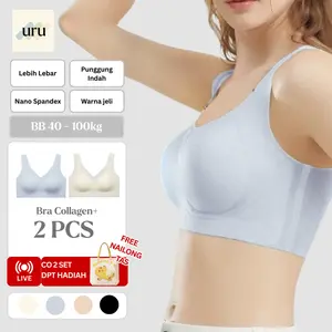 URU [2PCS] Bra Collagen+ | Tali Lebar Busa Bernapas Adem Seamless Tanpa Kawat Nyaman Seharian