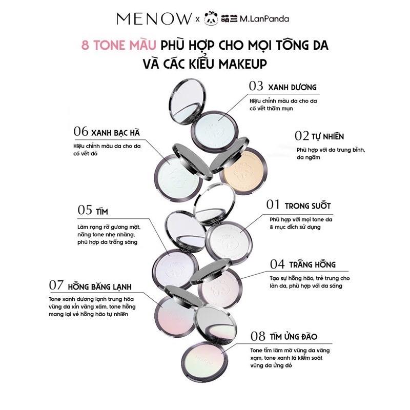 Phấn phủ nén MENOW Menglan Panda (phiên bản gấu trúc) kiềm dầu, giữ tone vượt trội 21g