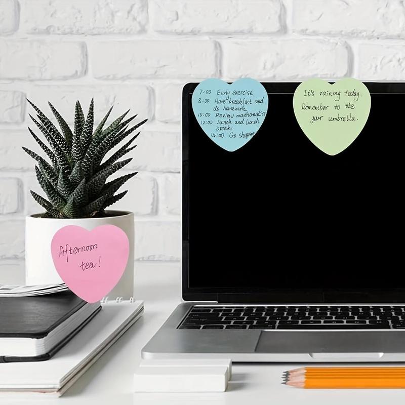 Heart Shaped Sticky Note, 4pcs/set Cute Self-adhesive Removable Post-it Note, Sticky Memo Pad For Office School (100 Sheets/Pad) 4