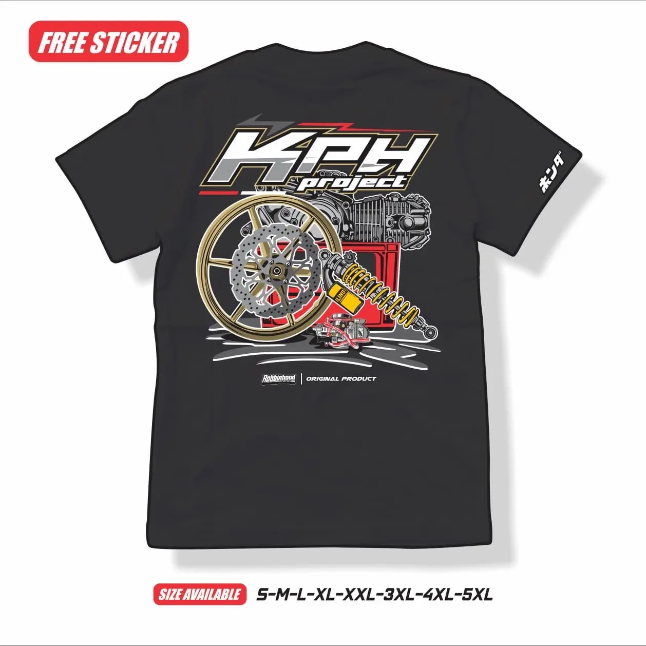 Kaos KPH Project Supra 125 KPH Gank Combed 100% Free Sticker Karakter Sablon Kain Katun Racing Nyaman Tshirt Motor Cowok