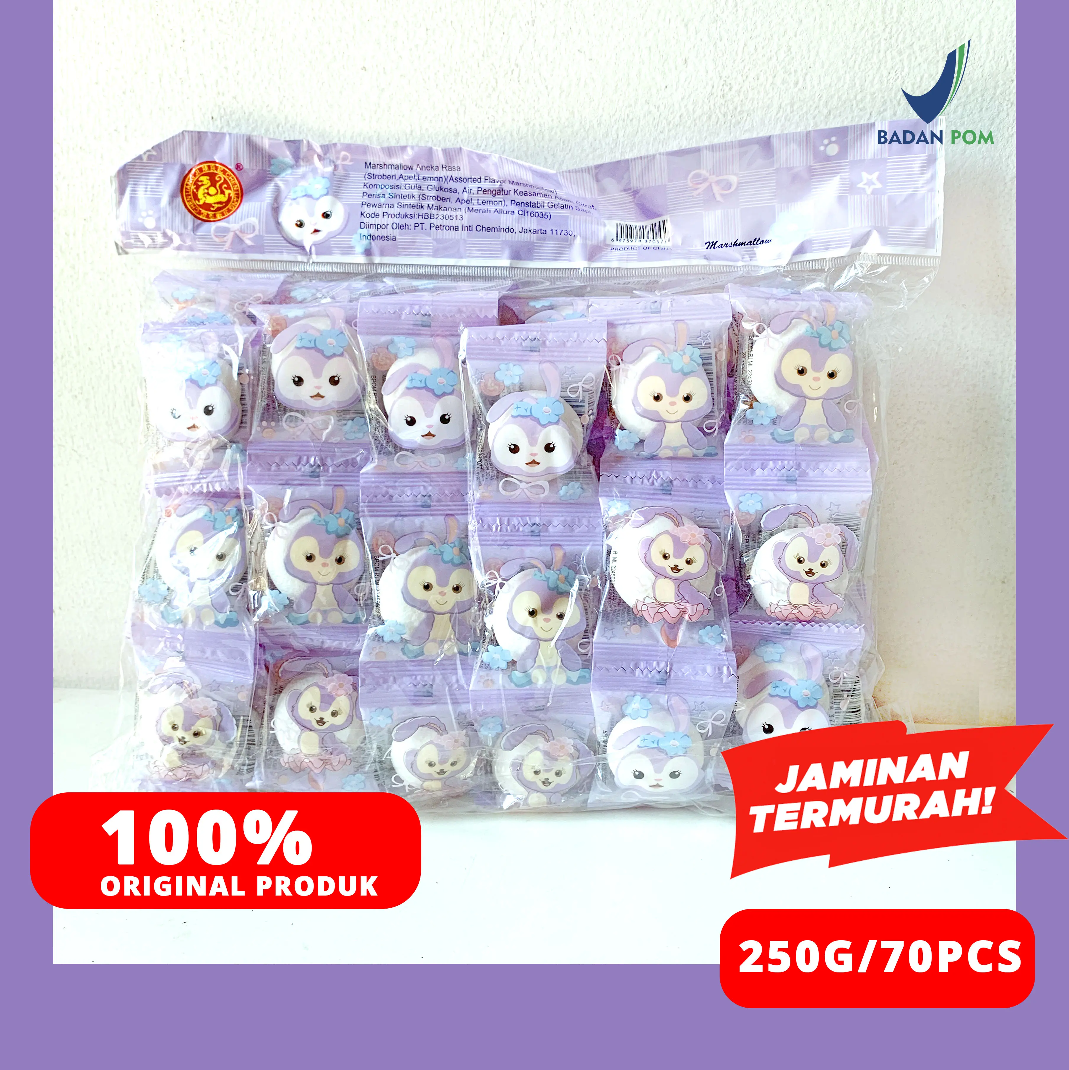 MARSHMALLOW BUNNY ANEKA RASA 250G / 70PCS CHEN LIANG JI