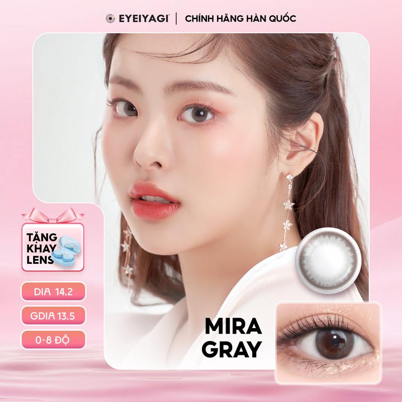 MIRA GRAY- Lens Hàn Quốc EYEIYAGI xám vân nâu sữa tự nhiên.