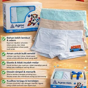 Agree Celana Dalam Anak Boxer Segi 4 Adem dan Bagus Bahan Lembut Aman untuk Kulit Sensitif Elastis Tidak Mudah Melar Desain Simpel Menarik