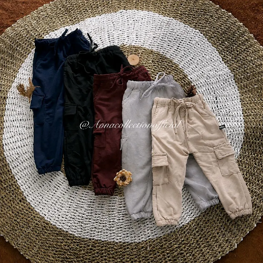 Celana Panjang Anak Jogger Cargo Usia 1-6Thn - Celana Panjang Anak Jogger Cargo Unisex -Celana Panjang Anak Viral Murah Bunda Perempuan
