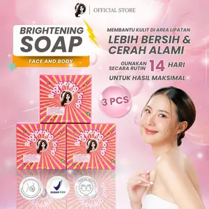 MGG SKIN [ 3 PCS ] Brightening Soap 60GR | Sabun Pemutih Badan Terampuh BPOM,Menyamarkan Bekas Luka, Koreng, Jerawat Punggung | Sabun Pemutih Glowing Mencerahkan Kulit Badan Muka Kaki Tangan Ketiak Flek