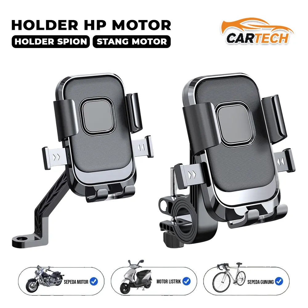 Holder HP Sepeda Holder Spion Dan Holder Stang Rotasi 360 Derajat Phone Holder Pegangan kuat