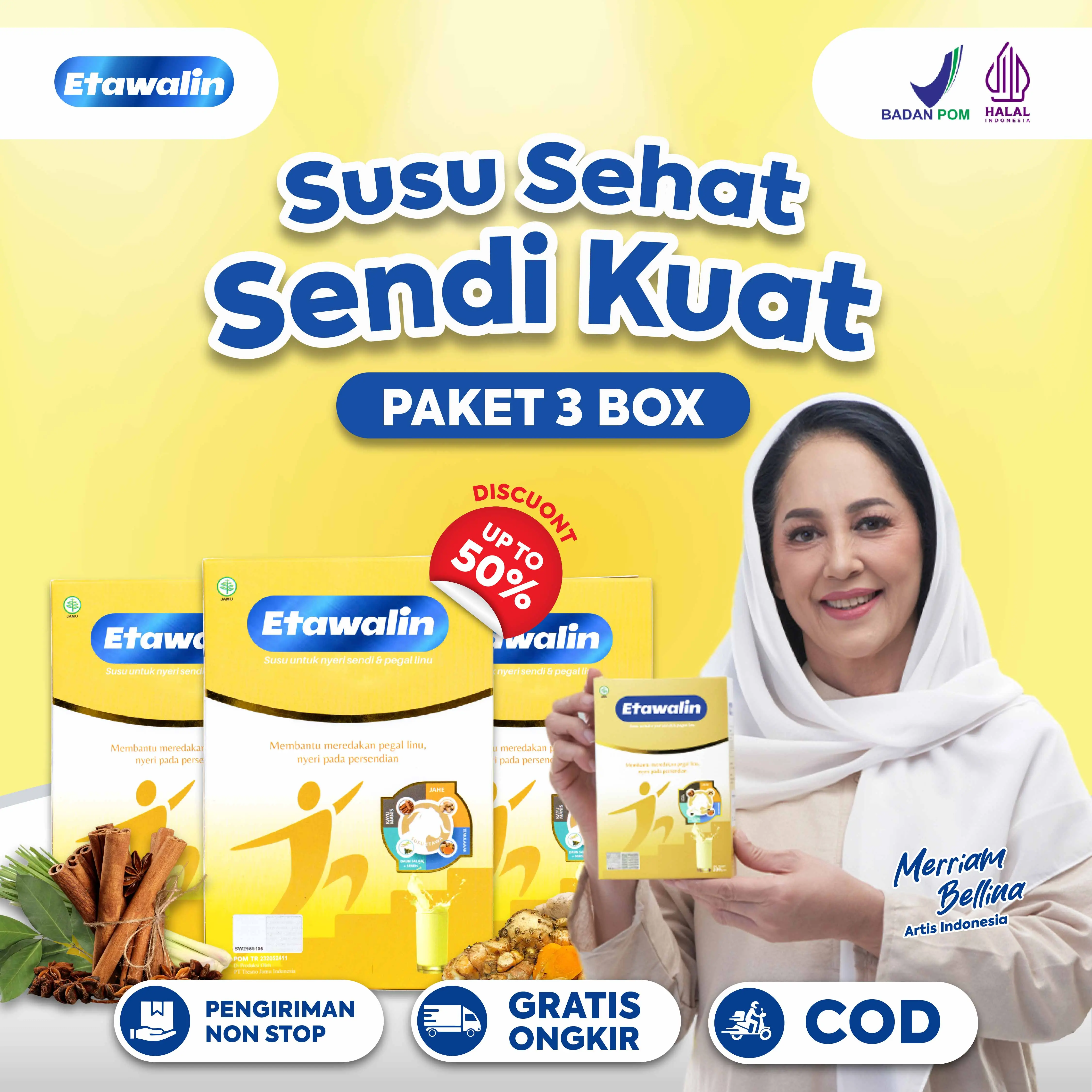 Susu Kambing Etawa Bubuk Susu Etawalin Original Asli Officiall Paket 3 Box - Milk, Dairy