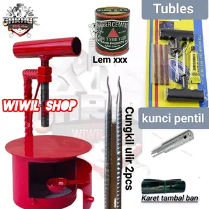 SEPAKET Alat Tambal Ban Bakar Motor Tambal Ban tubles Lem Tambal Ban Cungkil besi ulir Sepaket