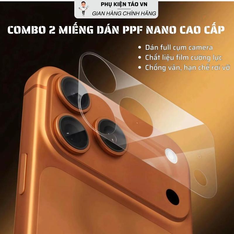 COMBO 2 miếng dán ppf bảo vệ viền camera dành cho ip 17 Series, hỗ trợ chống trầy xước