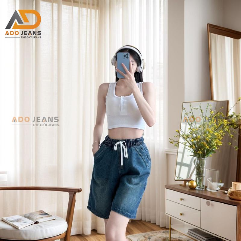 Product Introduction of Quần ngố Jean lưng chun dây thắt, lưng thun co giãn có bigsize  (mã SJ111) Nữ Pants Women 23