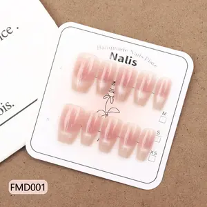 Kuku Tangga Super Pendek Mata Kucing Ukuran Penuh XS/S/M Semi Buatan Tangan - 10PCS/SET MY001 017 040 - Nail, Kuas