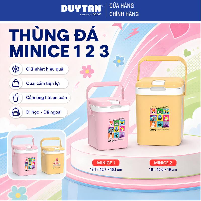 Thùng đá Minice 1L, 2.1L, 3L DUY TÂN nhựa PP, PU giữ nhiệt, bình đá mini, bình giữ nhiệt có quai xách, đựng nước giải khát phít  nước  đá  giữ  nhiệt bình  đựng  trà  sữa  2  lít