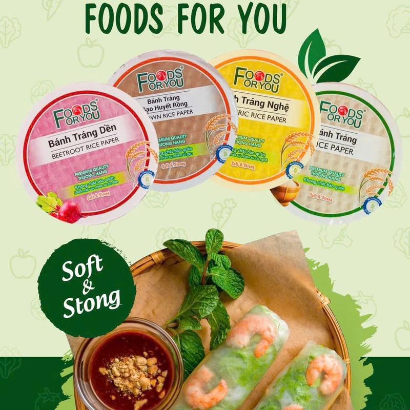 Bánh tráng cuốn gạo lứt (3 màu) Food For You 300g eat clean healthy (trắng, vàng-nghệ, hồng-củ dền)