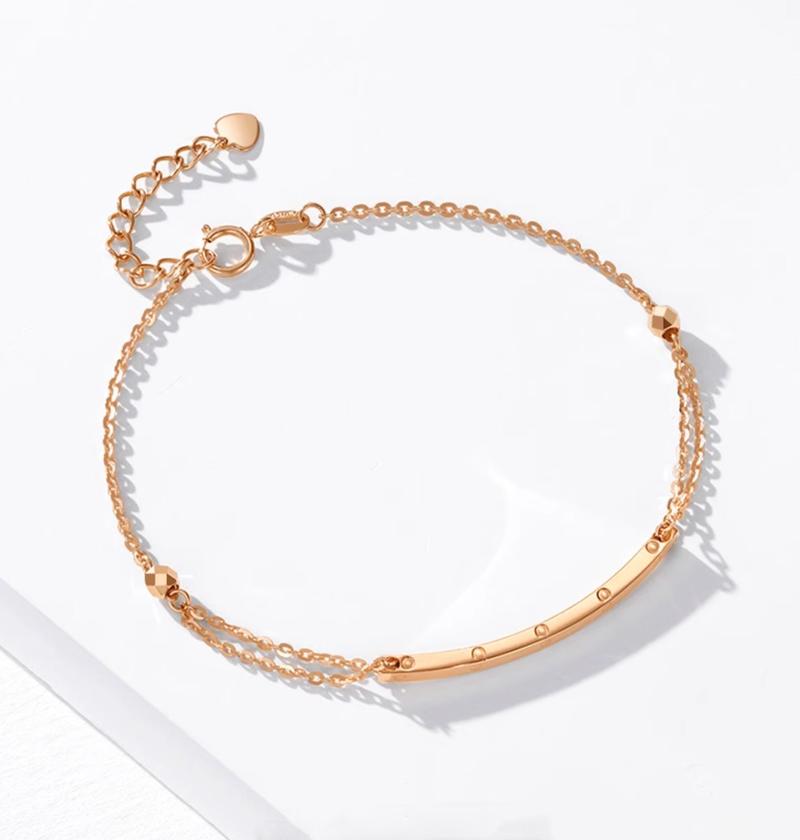 Product Introduction of 【Chow Tai Seng】18K Au750 Rose Gold Square Smile Shape Minimalist Adjustable Bracelet 6
