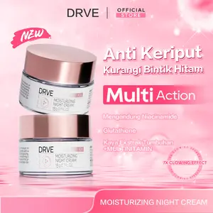 DRVE moisturizer Night Cream 1 Pelembab Ceramide - Anti Kerut & Mencerahkan, BPOM & Halal Krim malam dengan Ceramide, Niacinamide & Vitamin E melembabkan, memperbaiki skin barrier, cocok untuk kulit sensitif