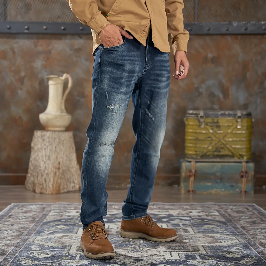 Mã số 016, Quần Jean Nam, Dáng Ôm, Denim Co Giãn, Phong Cách Bụi Nhẹ Nhàng