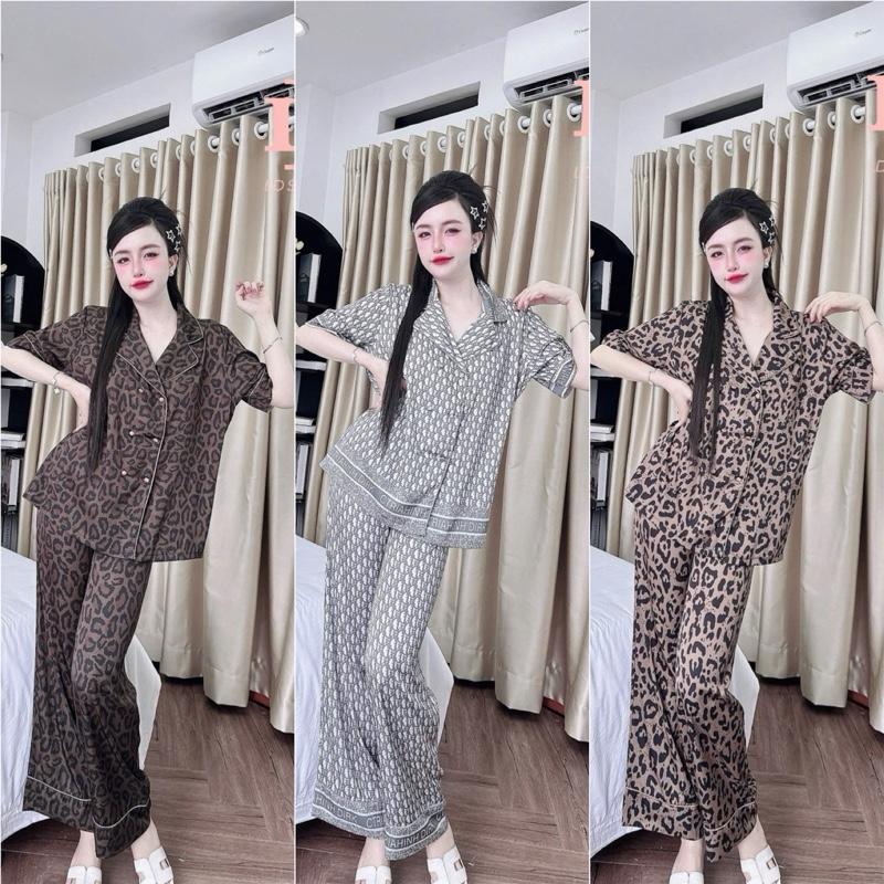 Đồ bộ nữ pijama- lụa Hàn Châu - (45-65kg) - vest tay ngắn quần dài 95cm- 7 màu