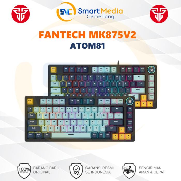 Gambar Fantech ATOM MIZU MK875V2 Keyboard Mechanical Gaming ATOM 81 - SKY BLUE, TARO SWITCH dari Smart Media Computer Kota Makassar Tokopedia